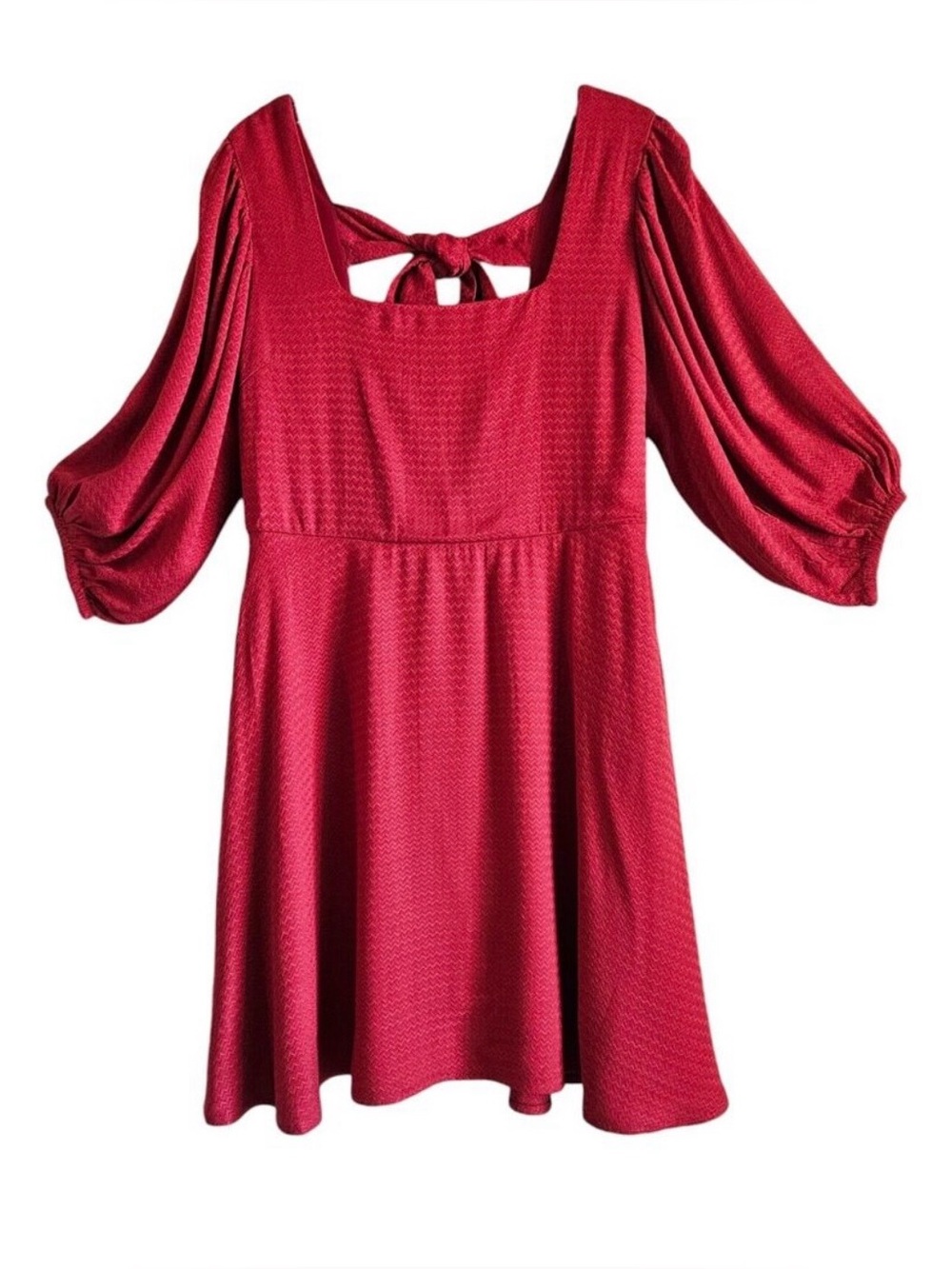 BAND OF THE FREE Josette Dress Aurora Red Puff Sleeve Mini Flared NWT Large